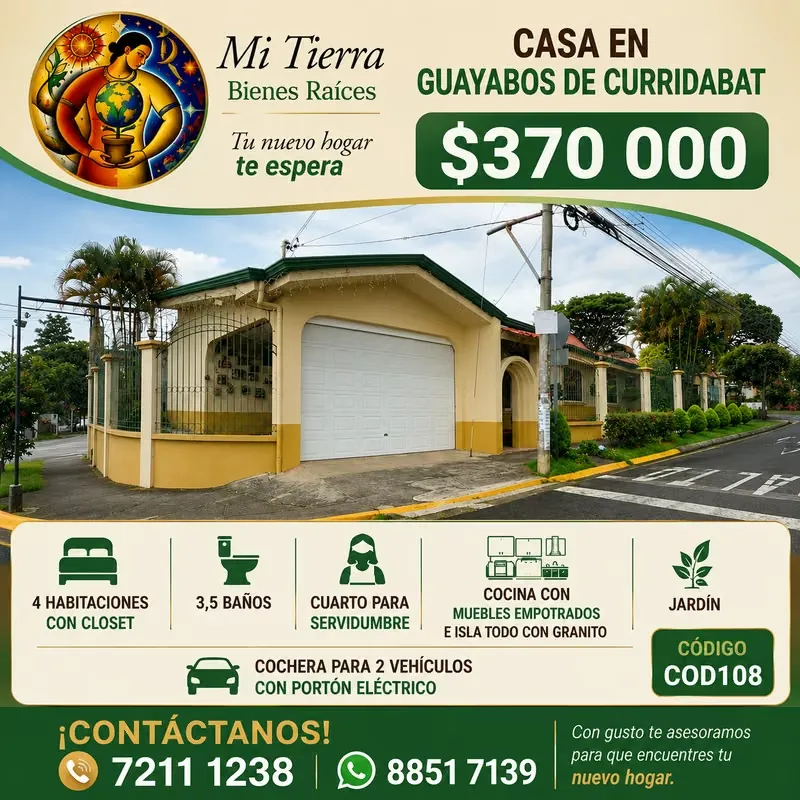 CURRIDABAT. Elegancia, Ubicación y Plusvalía en Guayabos | $370.000 | COD 108