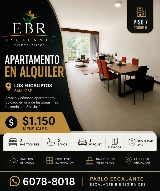 Alquiler de apartamento en Torre Paseo Colón. Piso 13.