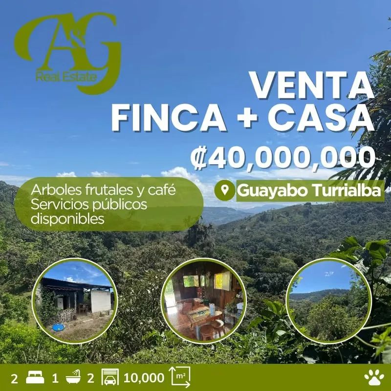 VENTA! Hermosa y amplia  finca en Guayabo de Turrialba. VCJ124