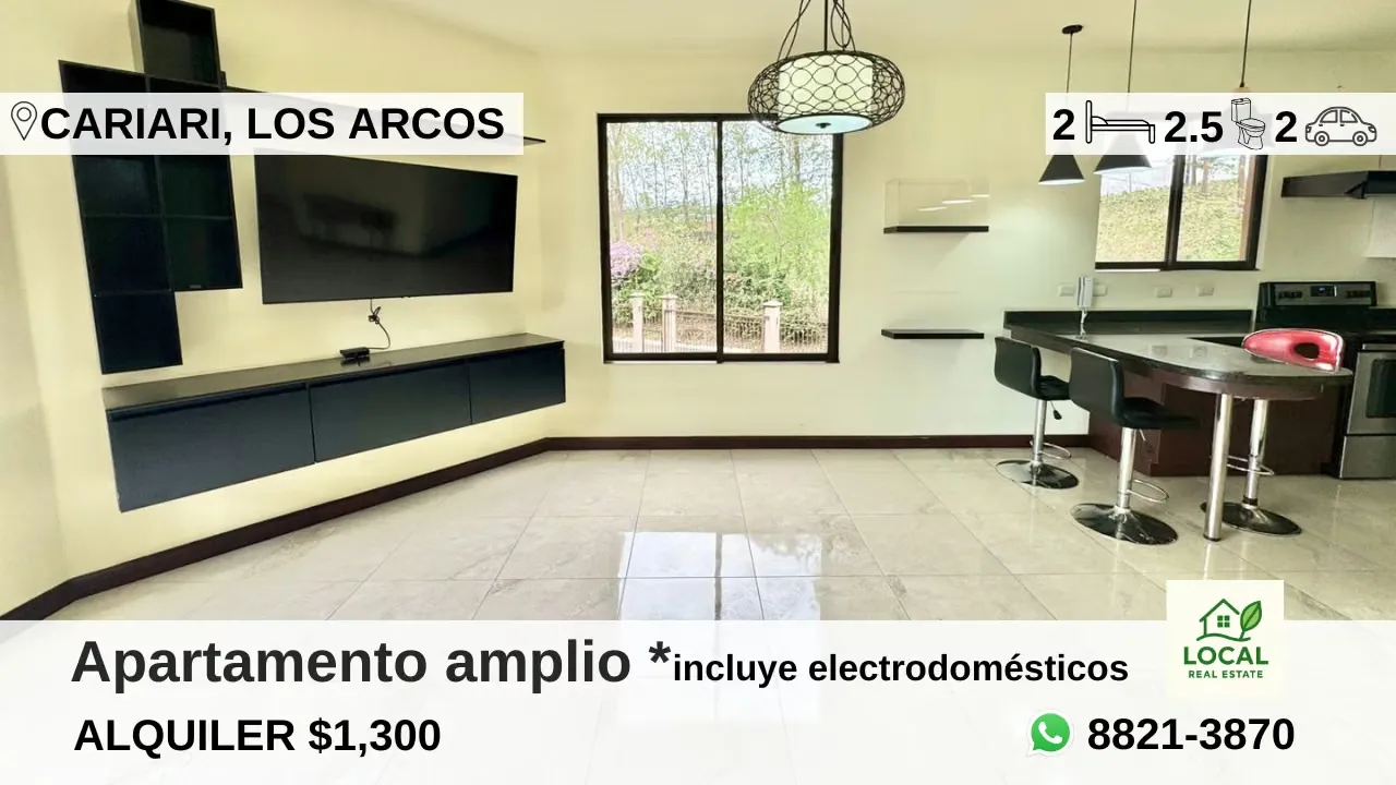Apartamento espacioso con electrodomésticos Los Arcos, Cariari Heredia